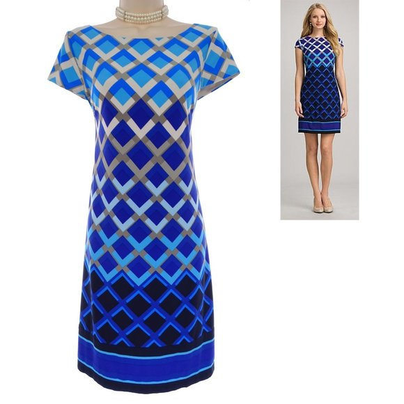 Jessica Howard Dresses & Skirts - Size Large GEOMETRIC PRINT CAMRYN SHIFT DRESS Spring Summer Wedding Classy